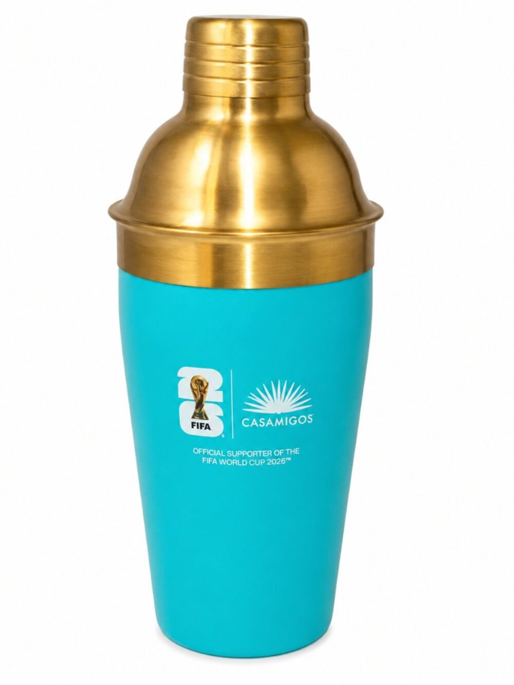 Casamigos Turquoise Insulated Cocktail Shaker – Gold Lid